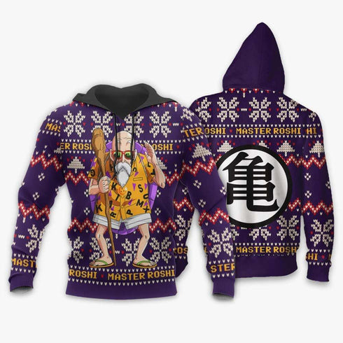 Divesart - Master Roshi Brutto maglione di Natale e felpa con cappuccio Regali di Natale personalizzati per Anime Dragon Ball